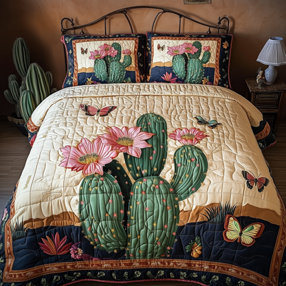 Pink Desert Flower 3-Piece Quilted Bedding Set GFTOTL1838