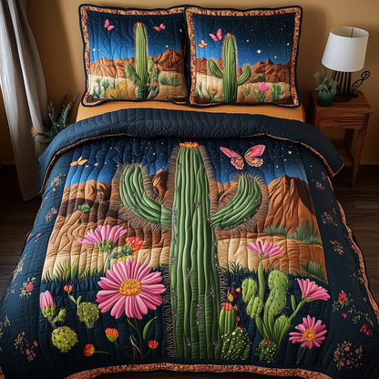 Pink Desert Flower 3-Piece Quilted Bedding Set GFTOTL1840