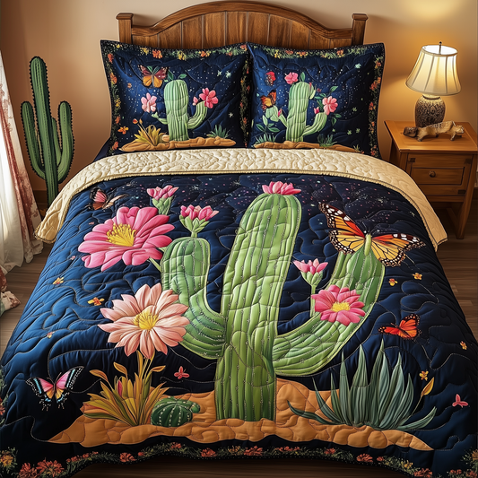 Pink Desert Flower 3-Piece Quilted Bedding Set GFTOTL1841