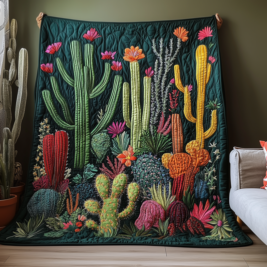 Night Blooming Cactus Quilted Blanket GFTOTL1868