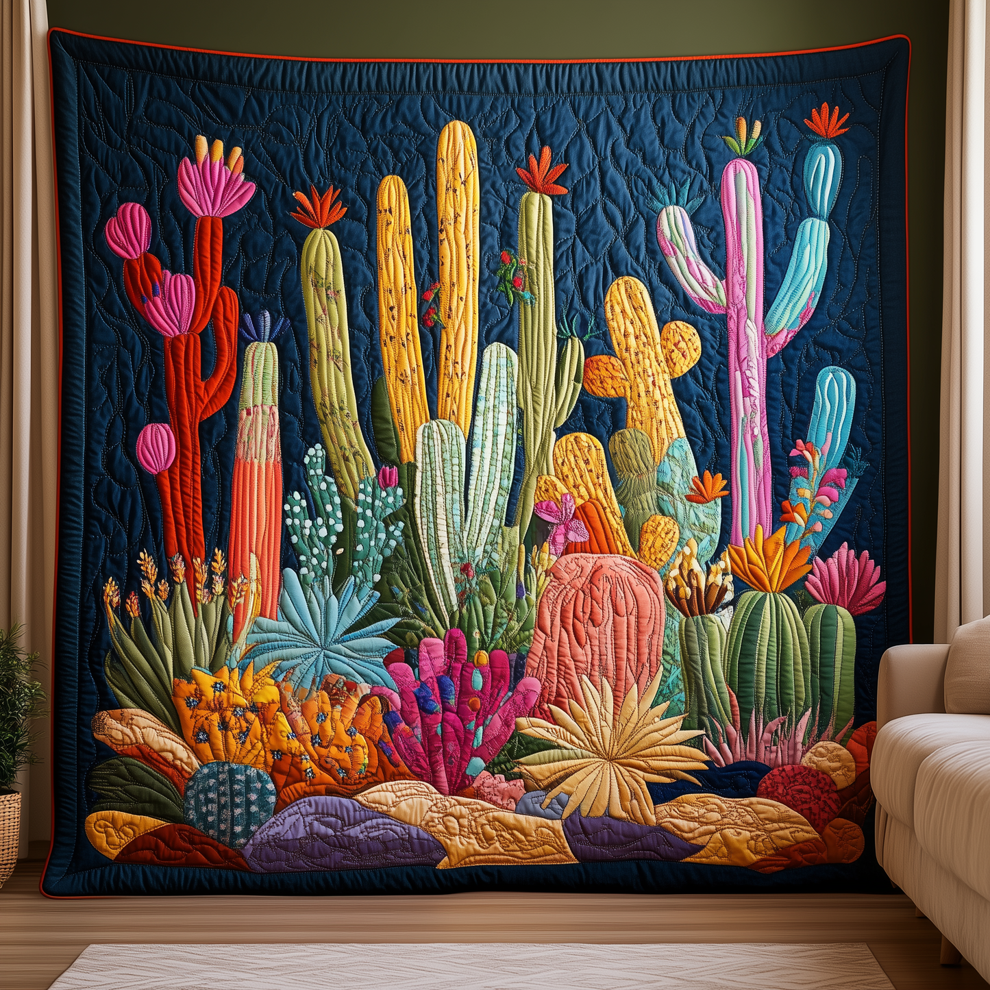 Night Blooming Cactus Quilted Blanket GFTOTL1871
