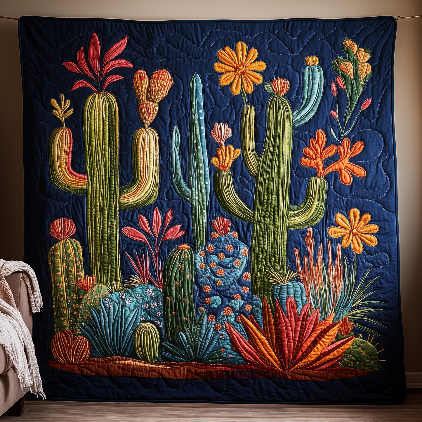 Night Blooming Cactus Quilted Blanket GFTOTL1872