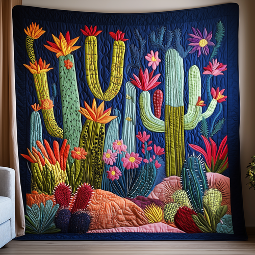 Night Blooming Cactus Quilted Blanket GFTOTL1874