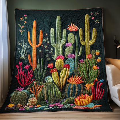 Night Blooming Cactus Quilted Blanket GFTOTL1876