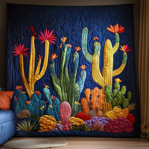 Night Blooming Cactus Quilted Blanket GFTOTL1877