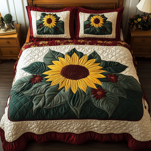 Sunflower 3-Piece Quilted Bedding Set GFTOTL1879