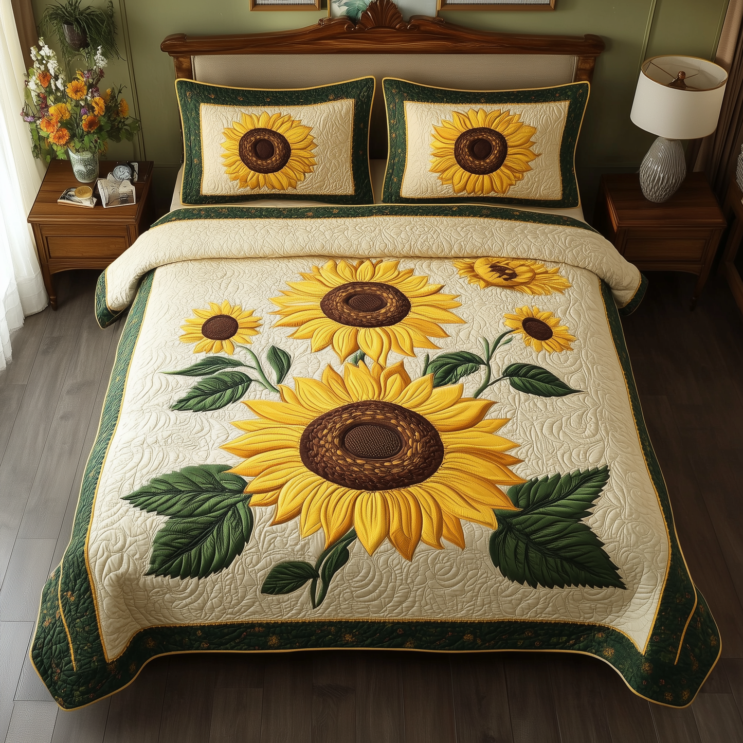 Sunflower 3-Piece Quilted Bedding Set GFTOTL1881