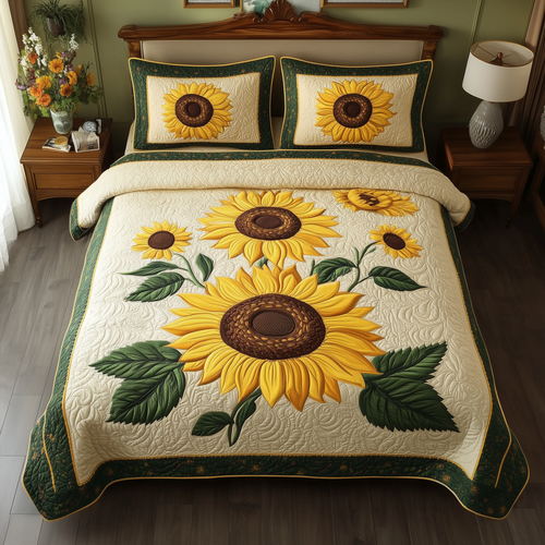 Sunflower 3-Piece Quilted Bedding Set GFTOTL1881