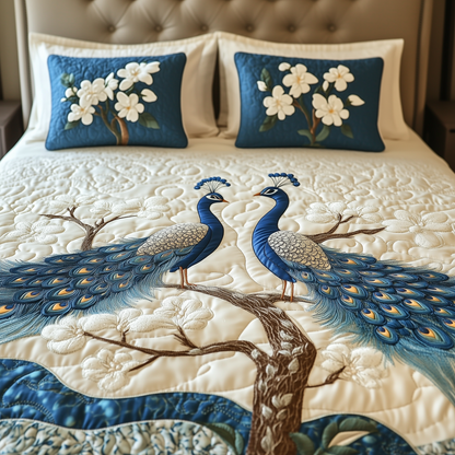 Happily Ever Peacocks 3-Piece Quilted Bedding Set GFTOTL1894