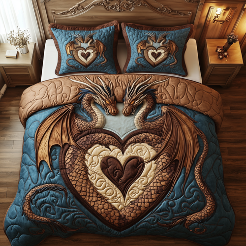 Aurora of Dragons 3-Piece Quilted Bedding Set GFTOTL1909