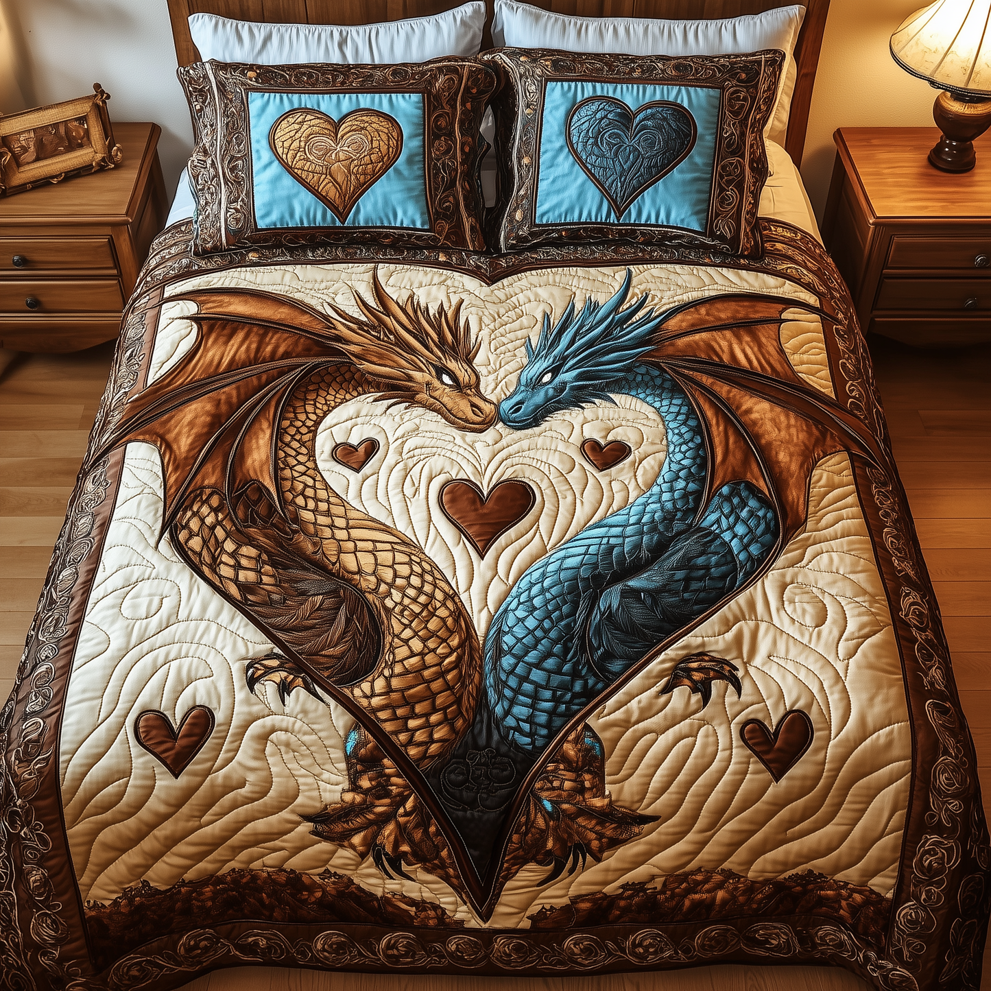 Aurora of Dragons 3-Piece Quilted Bedding Set GFTOTL1913