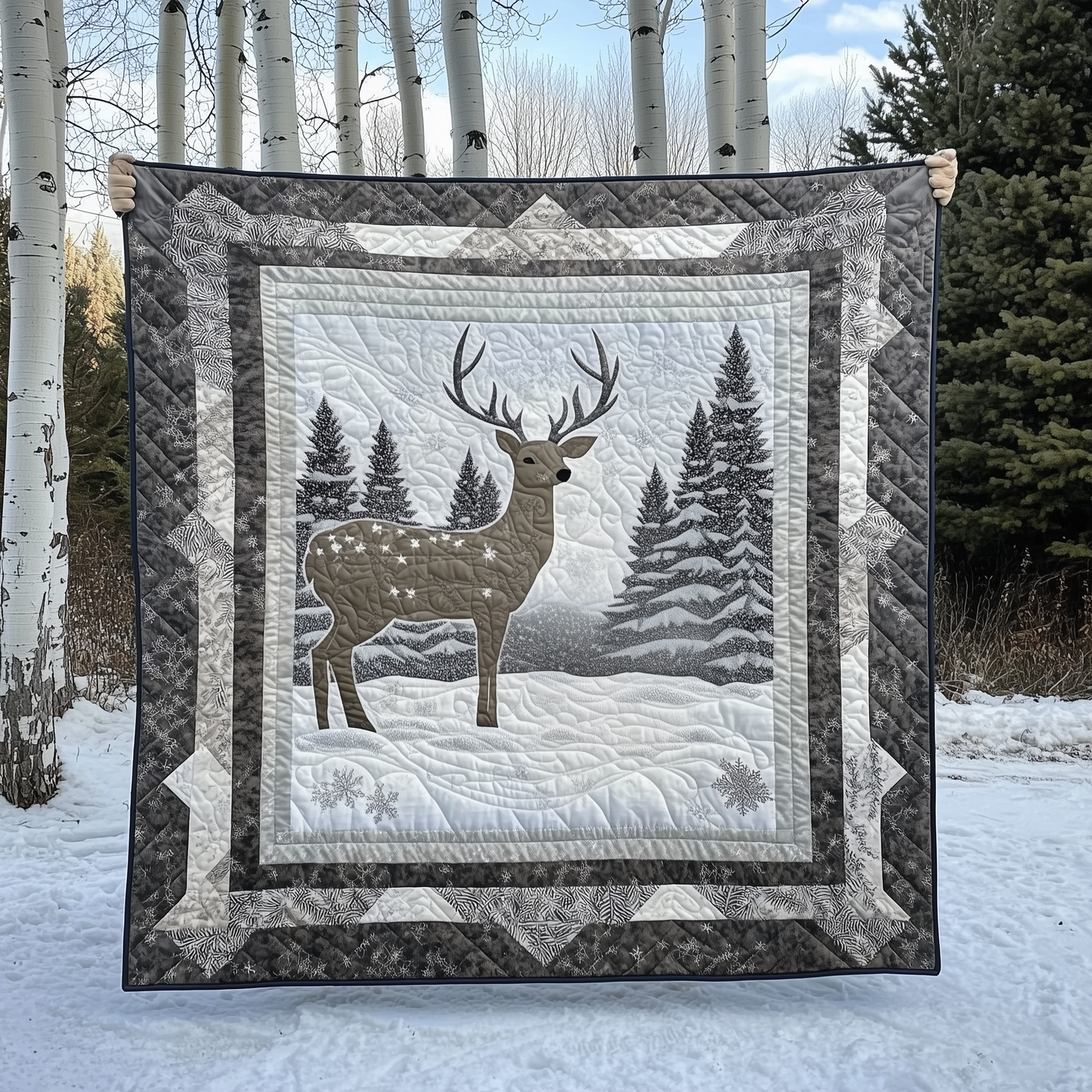 Winter Deer Quilted Blanket GFTOTL1947
