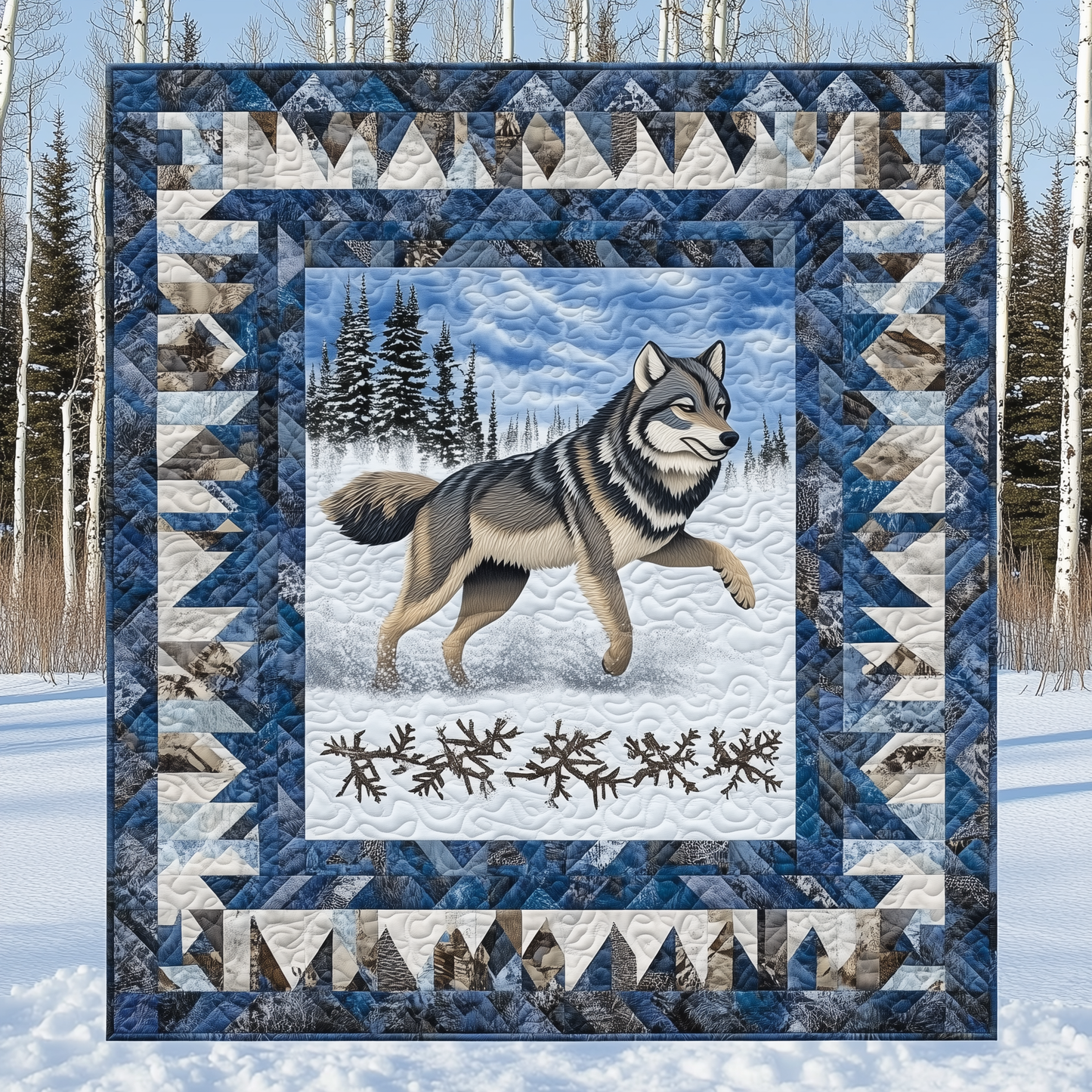 Native Winter Wolf Quilted Blanket GFTOTL1963