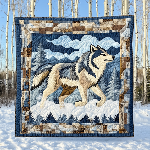 Native Winter Wolf Quilted Blanket GFTOTL1965