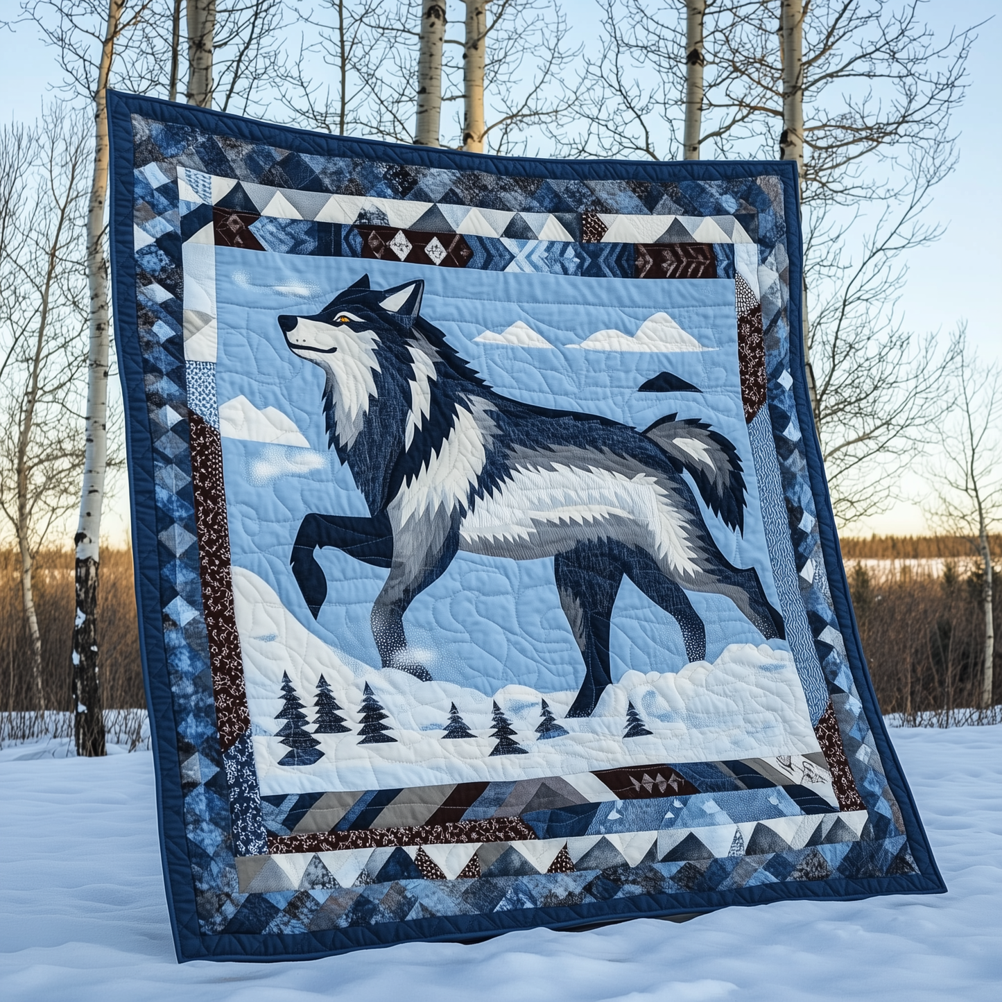 Native Winter Wolf Quilted Blanket GFTOTL1966