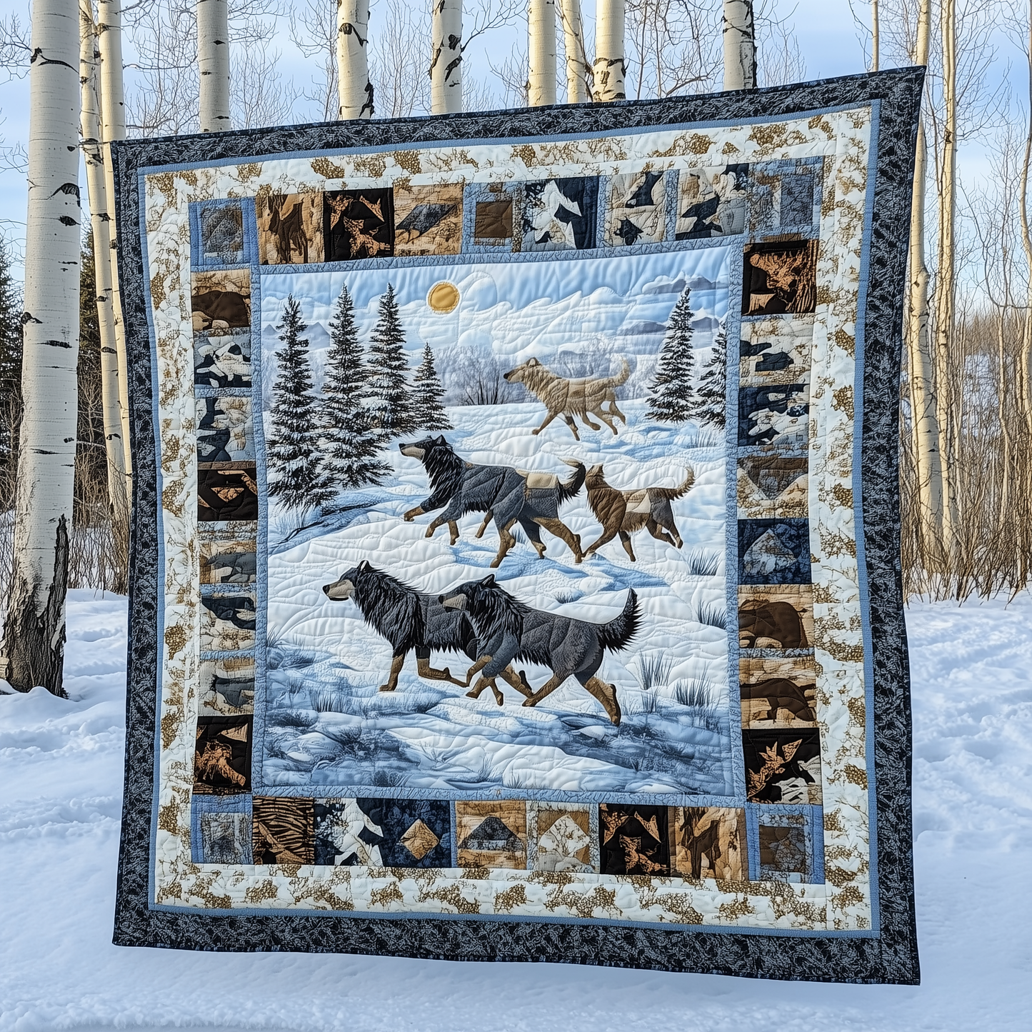 Native Winter Wolf Quilted Blanket GFTOTL1968