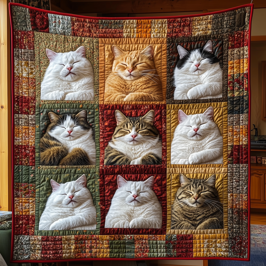 Sleeping Fluffy Cat Quilted Blanket GFTOTL1983