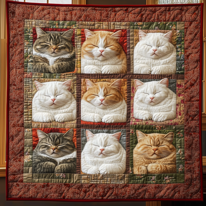 Sleeping Fluffy Cat Quilted Blanket GFTOTL1984