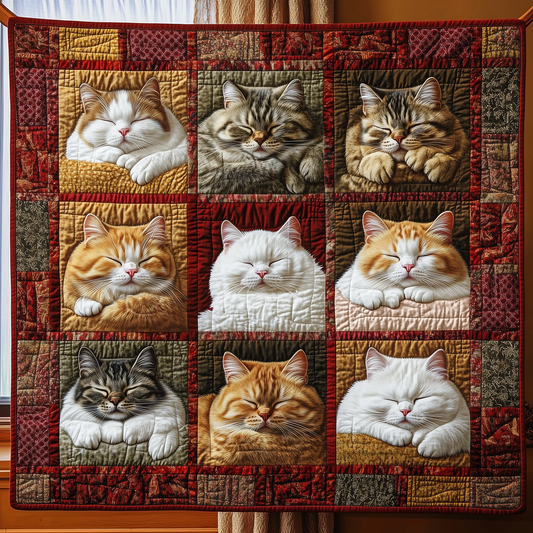 Sleeping Fluffy Cat Quilted Blanket GFTOTL1985