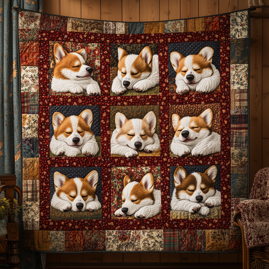 Sleeping Corgi Squad Quilted Blanket GFTOTL1995