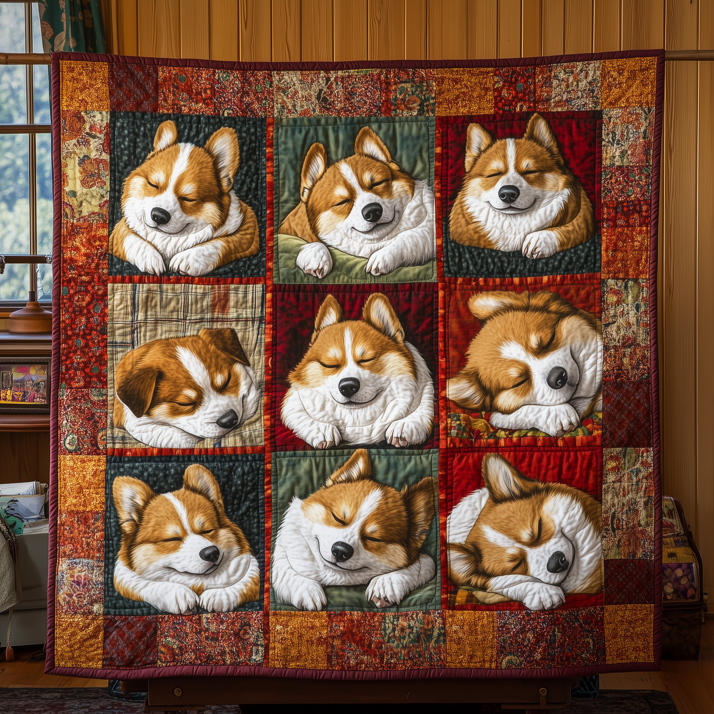 Sleeping Corgi Squad Quilted Blanket GFTOTL1997
