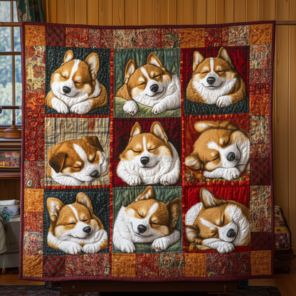 Sleeping Corgi Squad Quilted Blanket GFTOTL1997