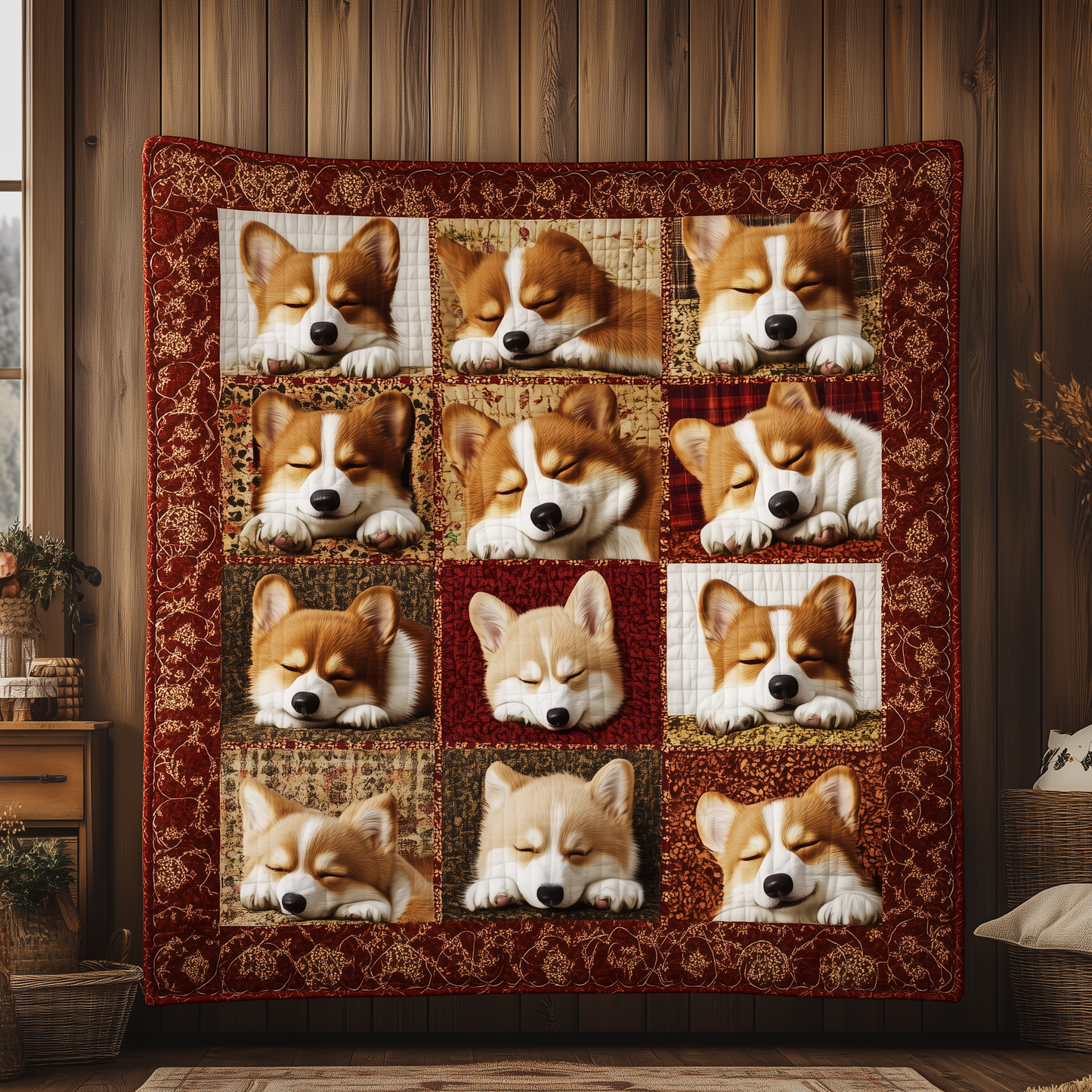 Sleeping Corgi Squad Quilted Blanket GFTOTL1998