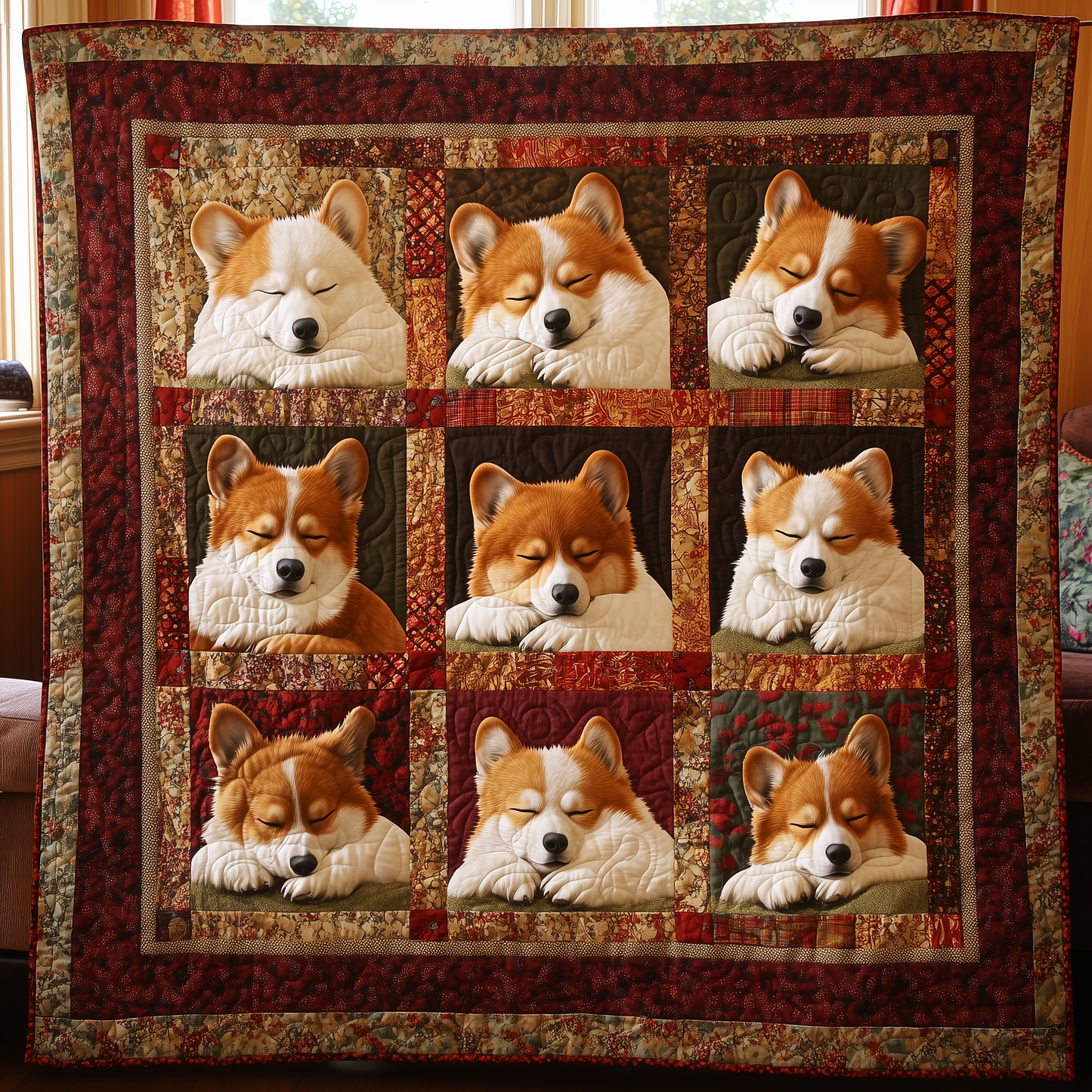 Sleeping Corgi Squad Quilted Blanket GFTOTL2000