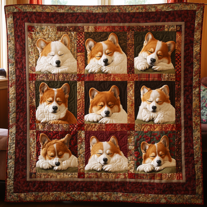 Sleeping Corgi Squad Quilted Blanket GFTOTL2000