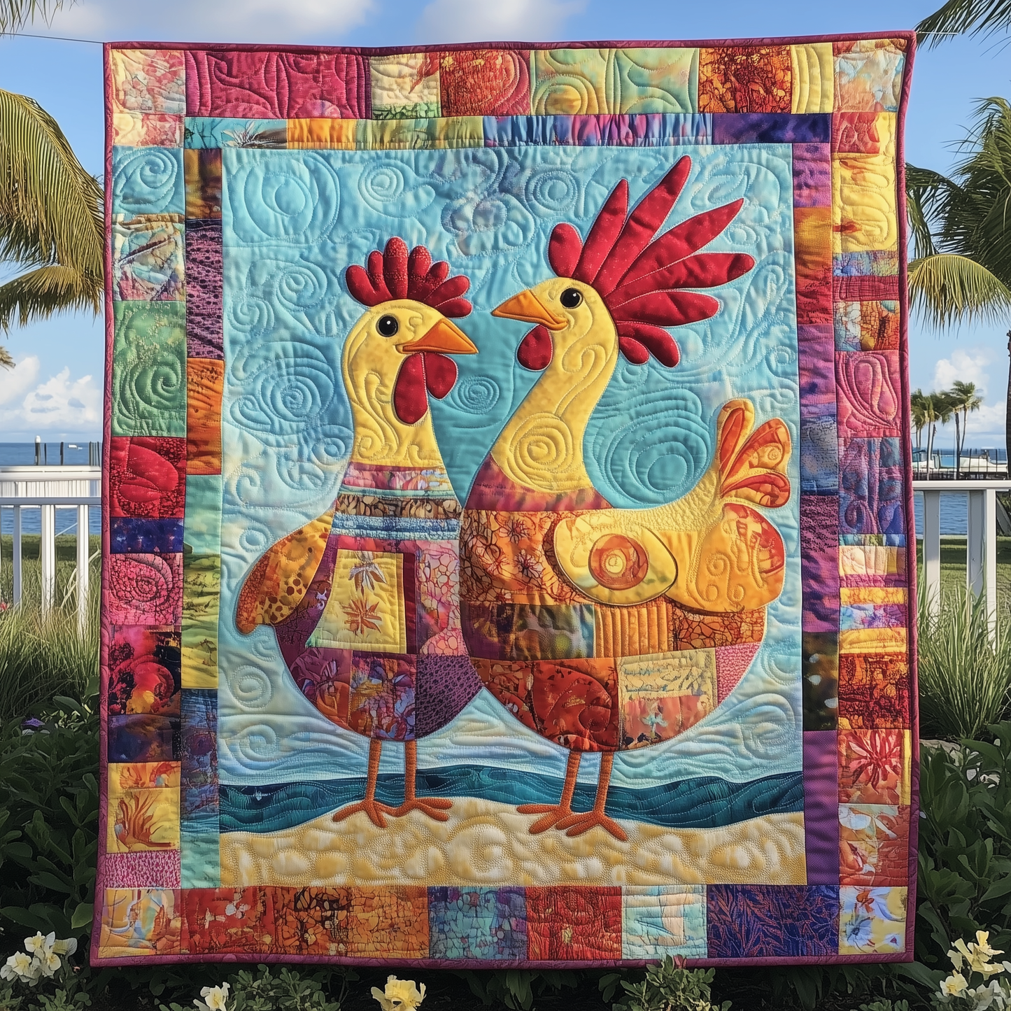 Chicken Vacation Quilted Blanket GFTOTL2028