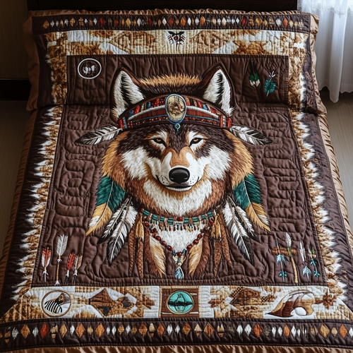 Native American Wolf Quilted Blanket GFTOTL2065