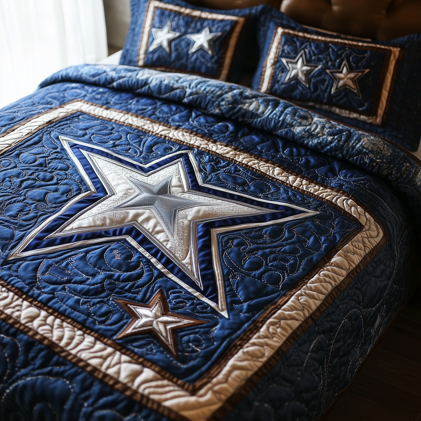 Cowboy Star 3-Piece Quilted Bedding Set GFTOTL2085
