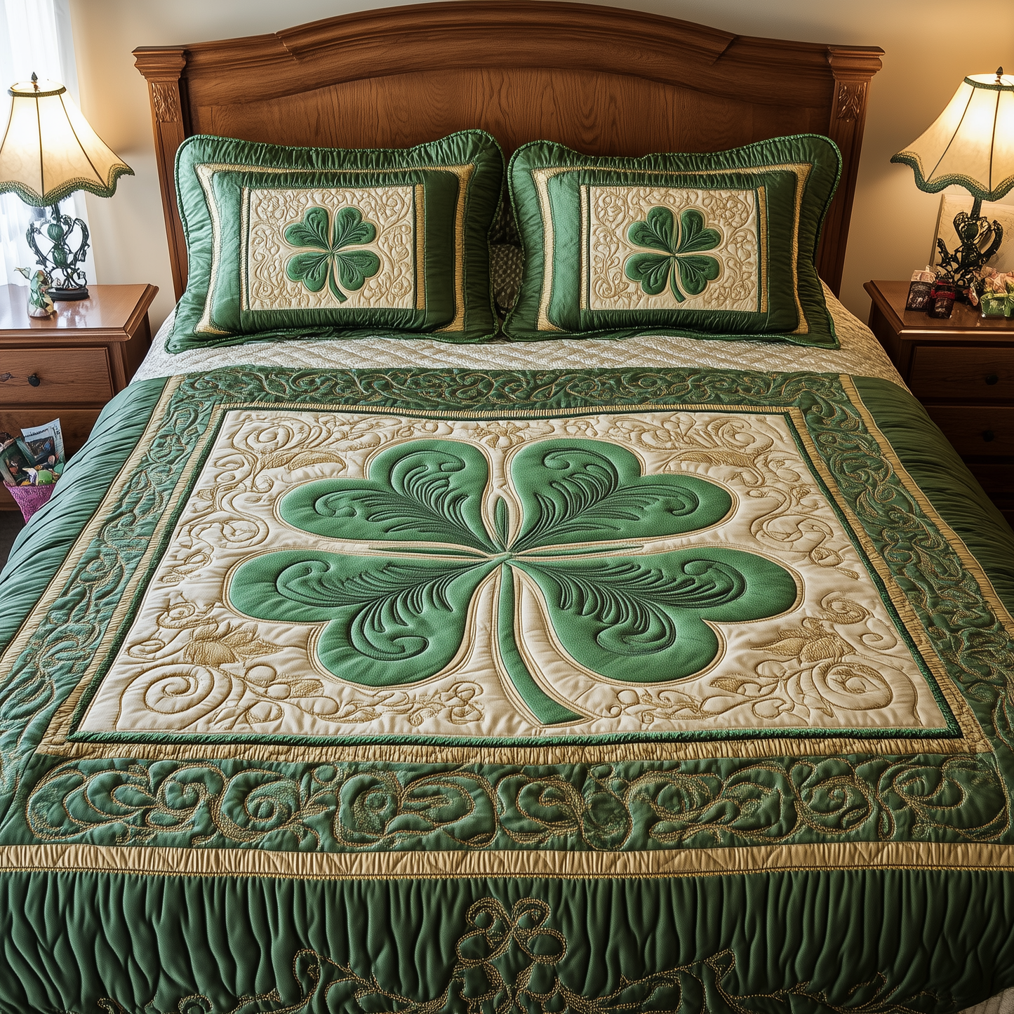 Celtic Shamrock 3-Piece Quilted Bedding Set GFTOTL2166