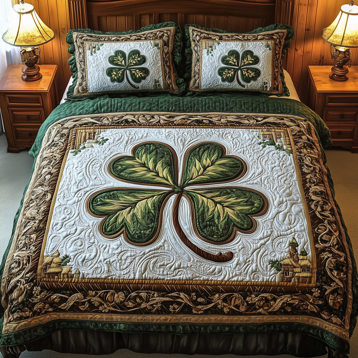 Celtic Shamrock 3-Piece Quilted Bedding Set GFTOTL2170