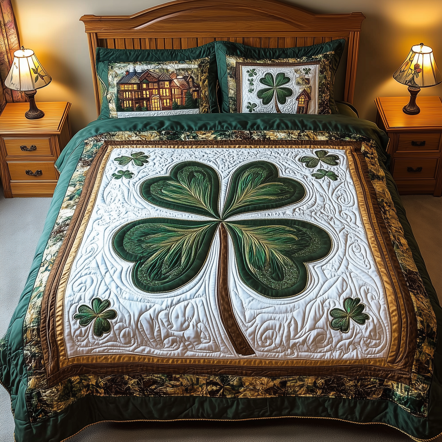 Celtic Shamrock 3-Piece Quilted Bedding Set GFTOTL2171