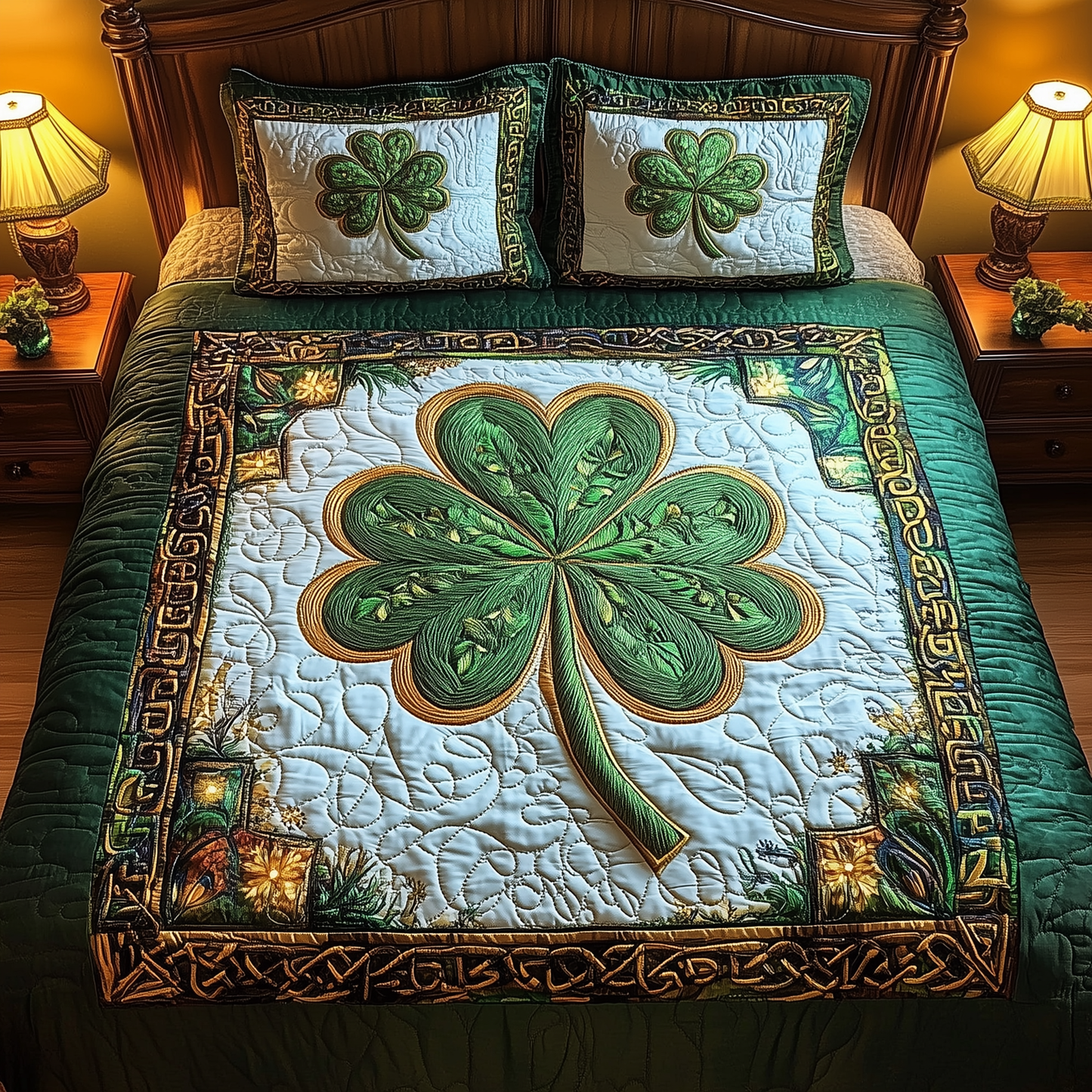 Celtic Shamrock 3-Piece Quilted Bedding Set GFTOTL2173