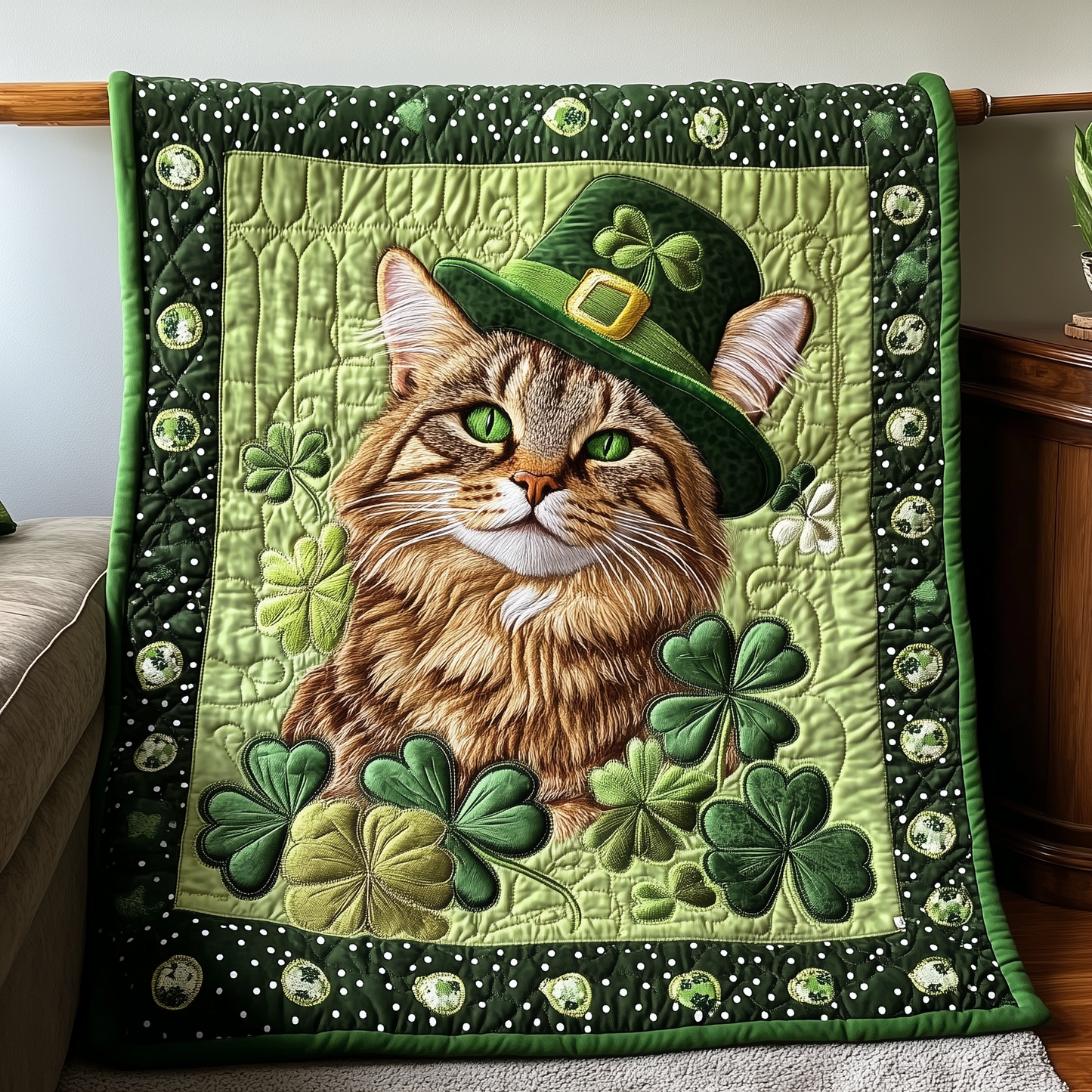 Irish Tabby Cat Quilted Blanket GFTOTL2204