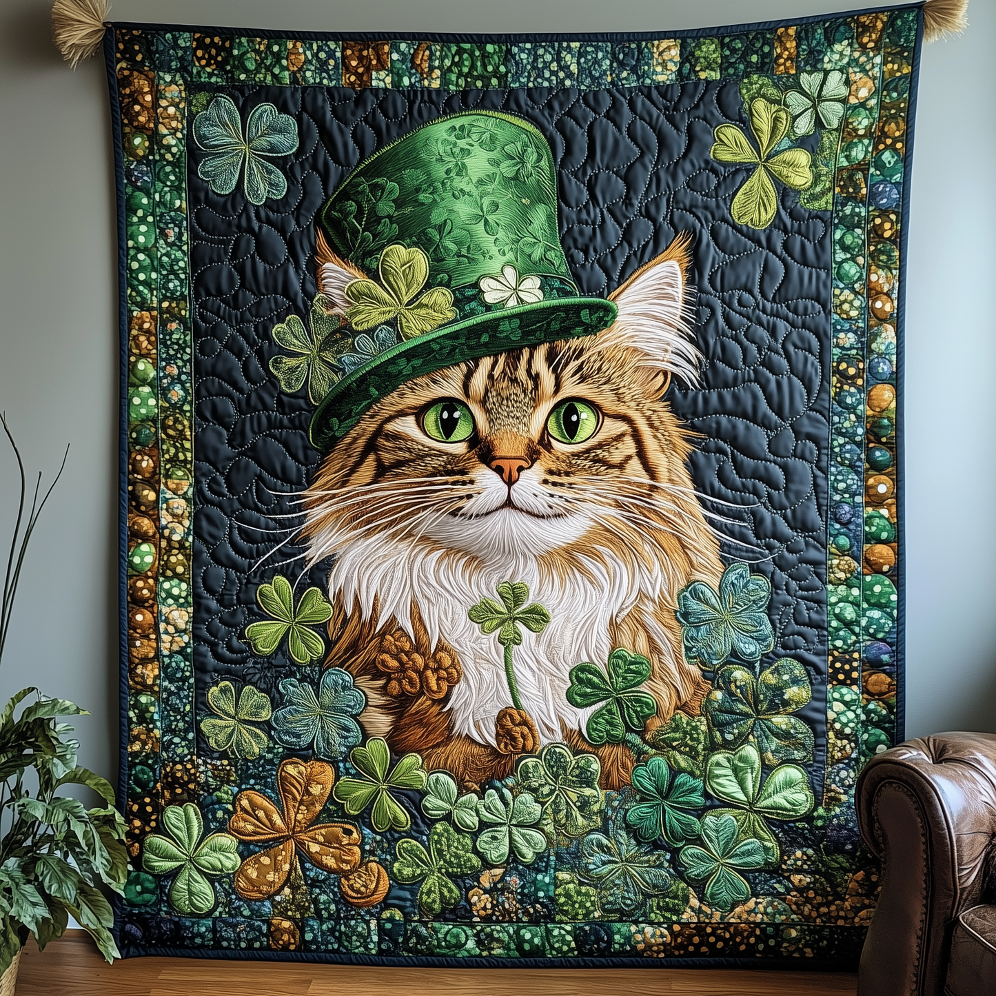 Irish Tabby Cat Quilted Blanket GFTOTL2205