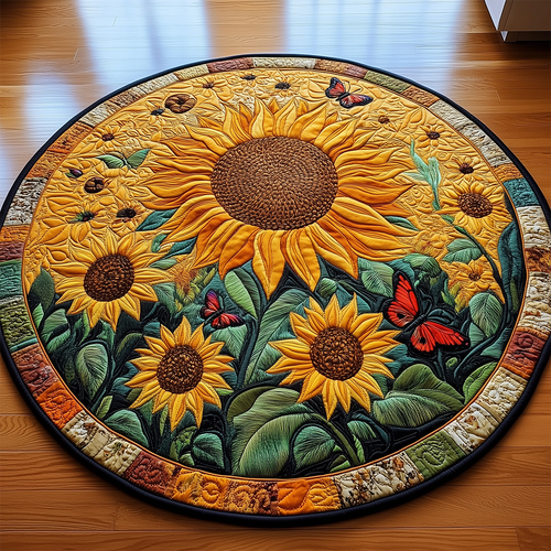 Sunflower Butterfly Quilted Round Mat GFTOTL2238