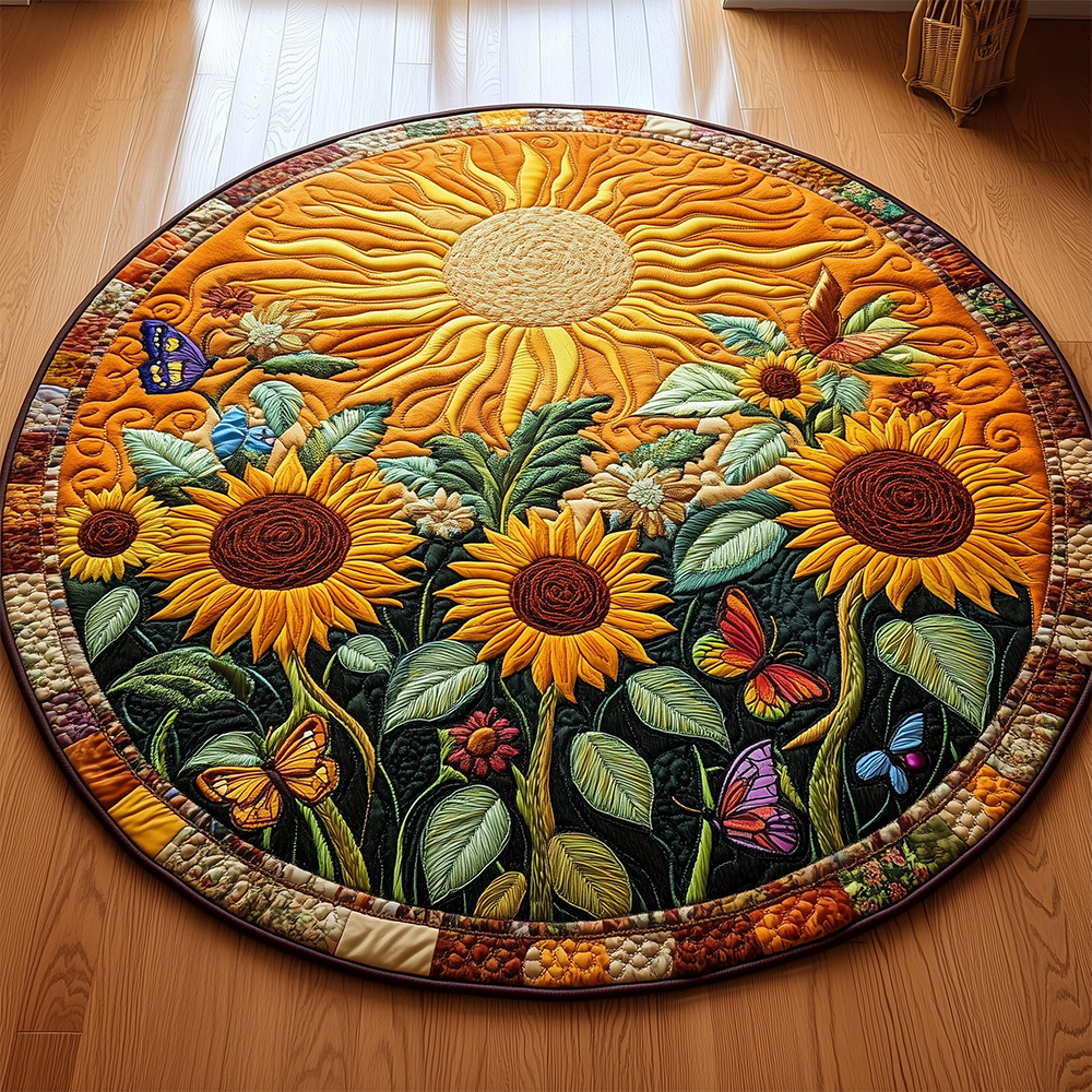 Sunflower Butterfly Quilted Round Mat GFTOTL2240