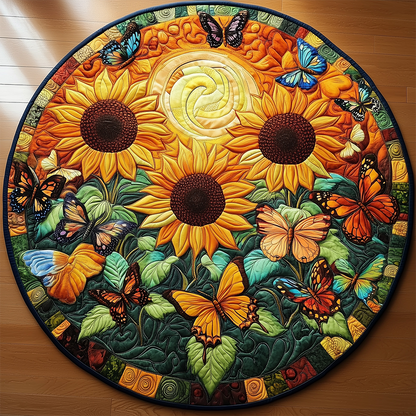 Sunflower Butterfly Quilted Round Mat GFTOTL2243