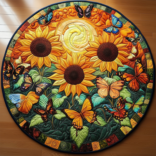 Sunflower Butterfly Quilted Round Mat GFTOTL2243