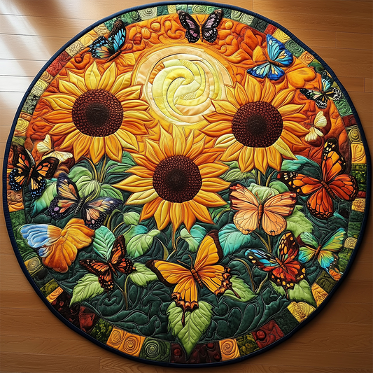 Sunflower Butterfly Quilted Round Mat GFTOTL2243