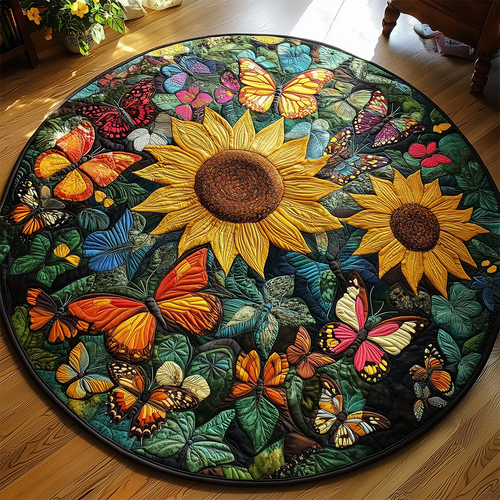 Sunflower Butterfly Quilted Round Mat GFTOTL2249