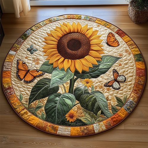 Sunflower Butterfly Quilted Round Mat GFTOTL2252