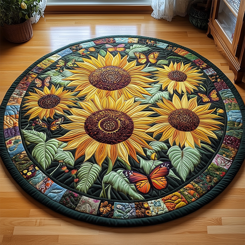 Sunflower Butterfly Quilted Round Mat GFTOTL2253