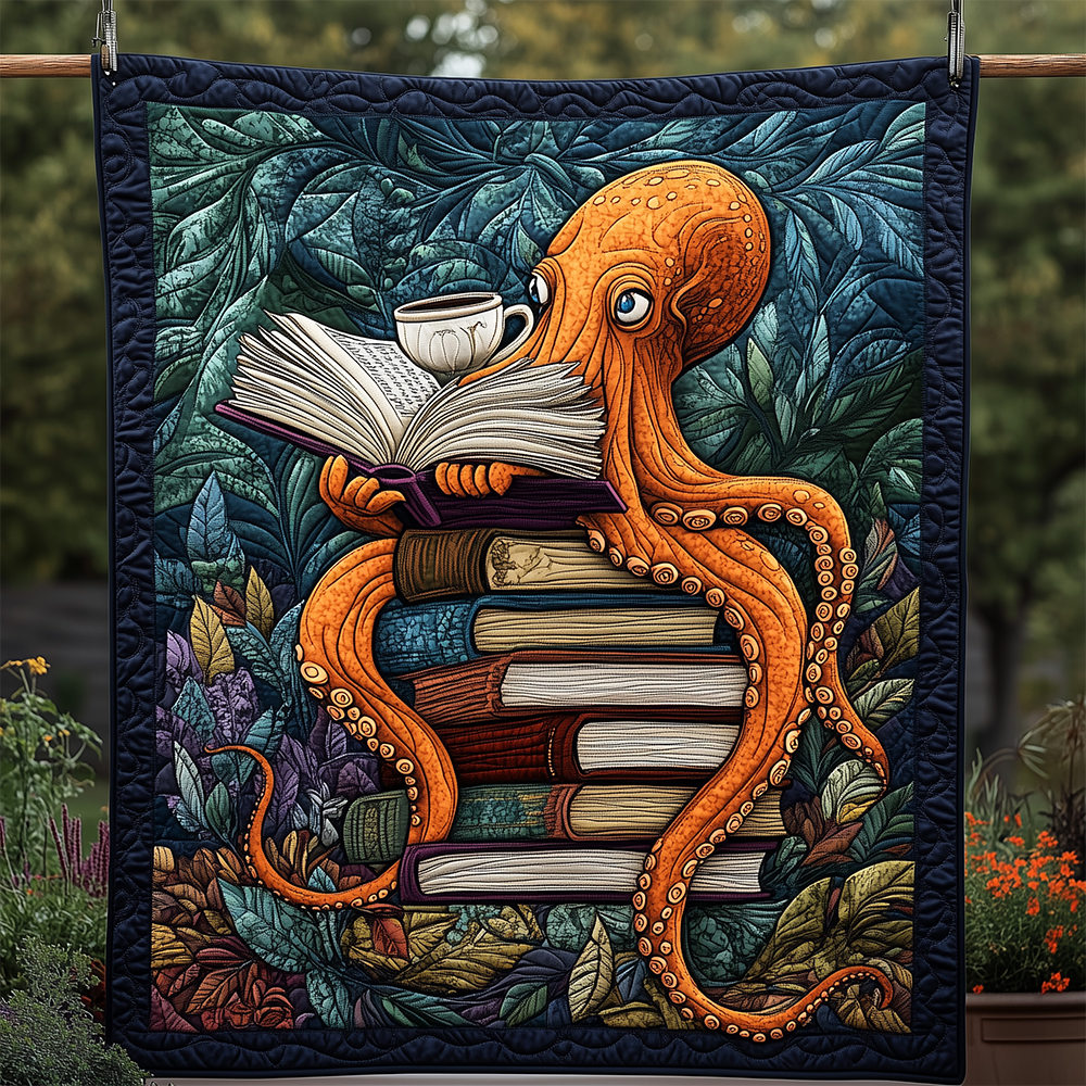 Reading Octopus Quilted Blanket GFTOTL2305