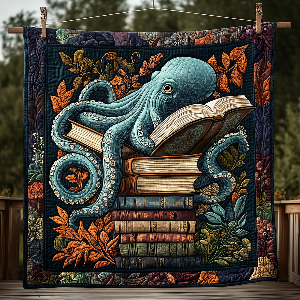 Reading Octopus Quilted Blanket GFTOTL2314
