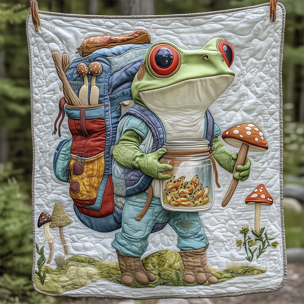 Hiking Frog Quilted Blanket GFTOTL2343