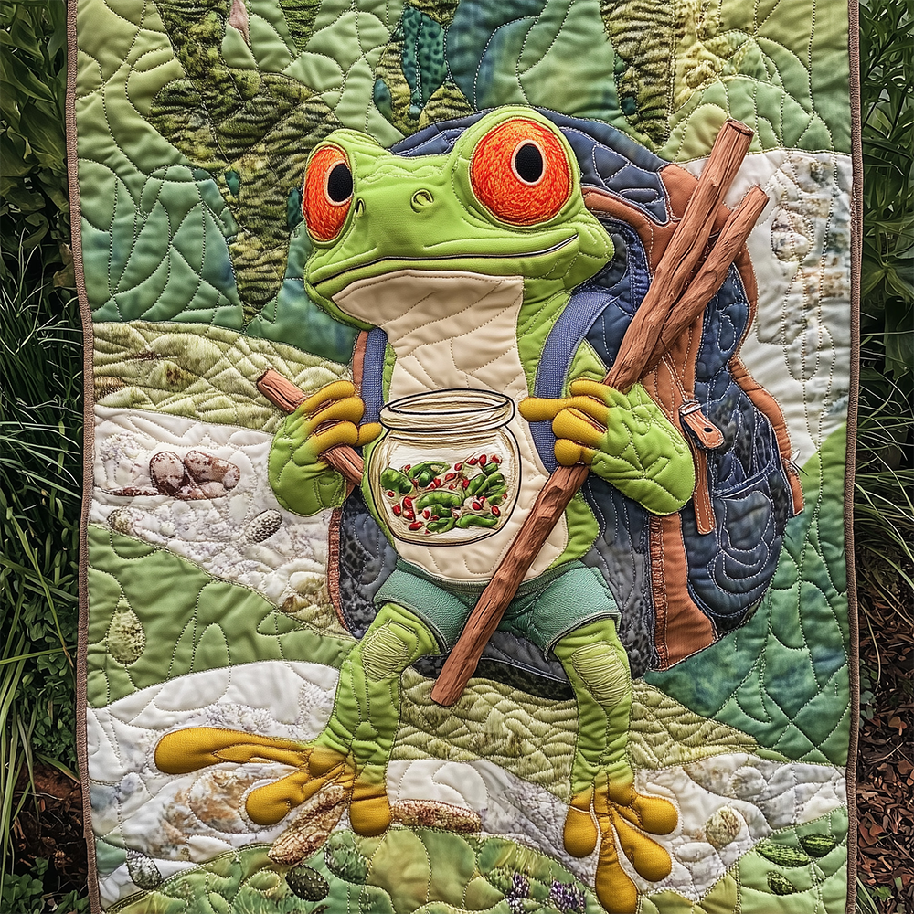 Hiking Frog Quilted Blanket GFTOTL2345